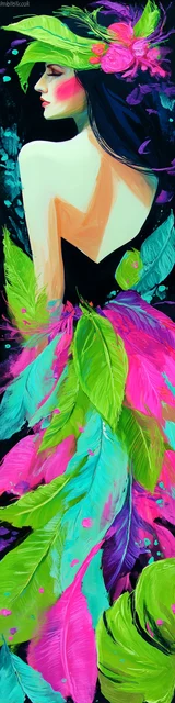 Free colorful bookmark featuring a lady in a pretty wispy dress